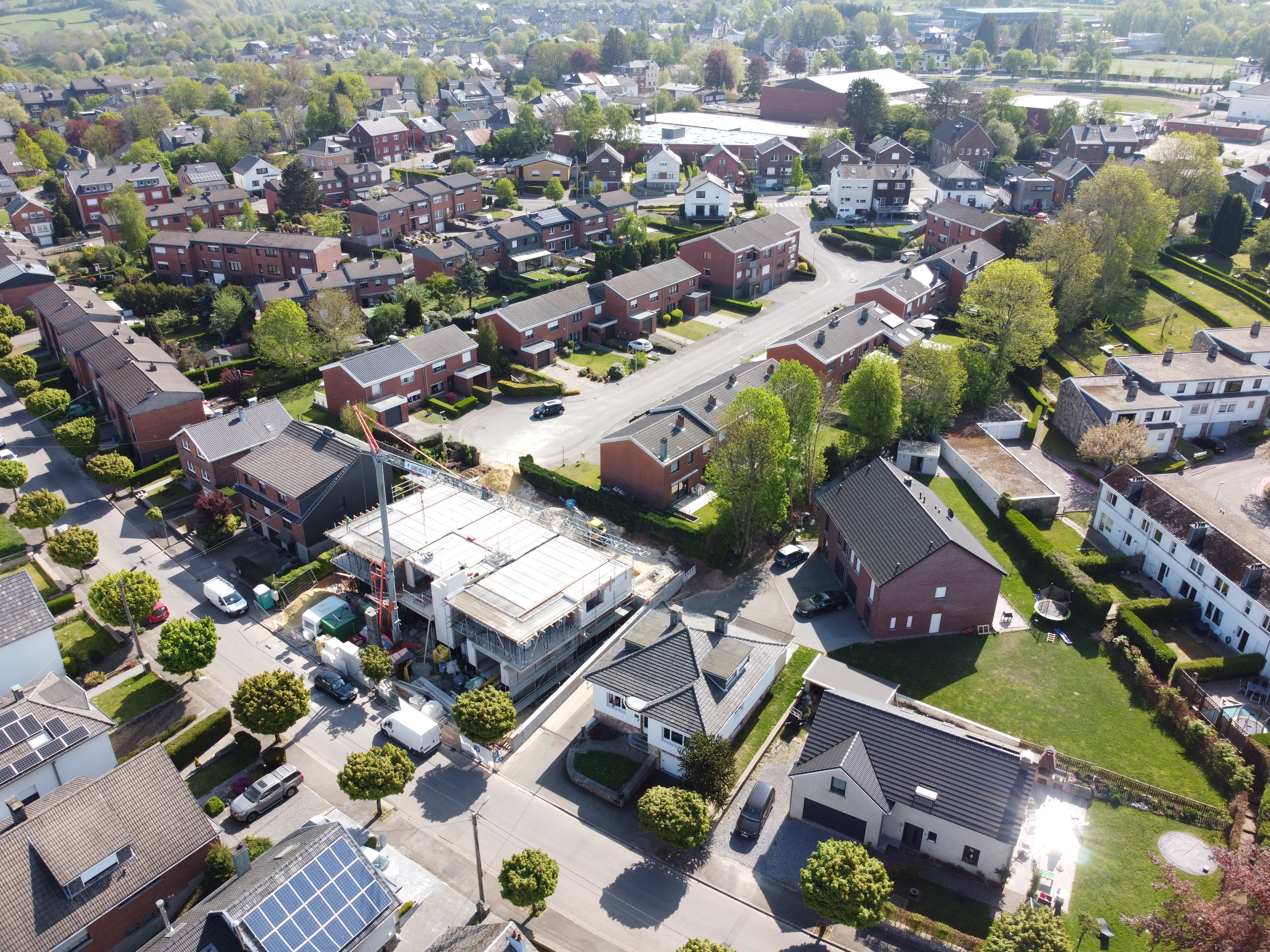 The Obib House Eupen - Ansicht der Baustelle von vorne rechts oben - Danphil-Construction Contractor